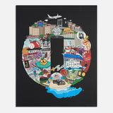 Queens Collage Print - Black (24"x 30")
